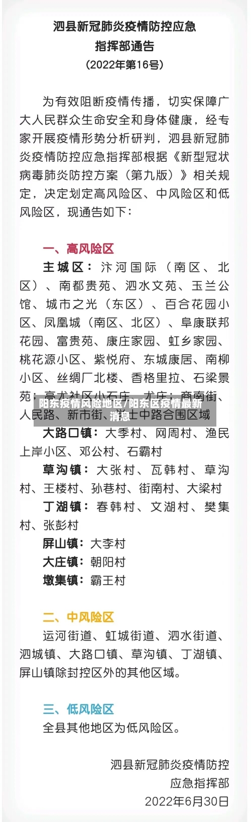 阳东疫情风险地区/阳东区疫情最新消息-第1张图片