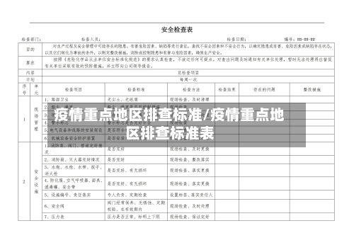 疫情重点地区排查标准/疫情重点地区排查标准表-第1张图片